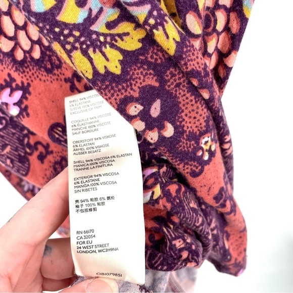 ANTHROPOLOGIE Maeve Purple Boho Mariela Mixed Pattern Flowy Tunic Top - Picture 9 of 9